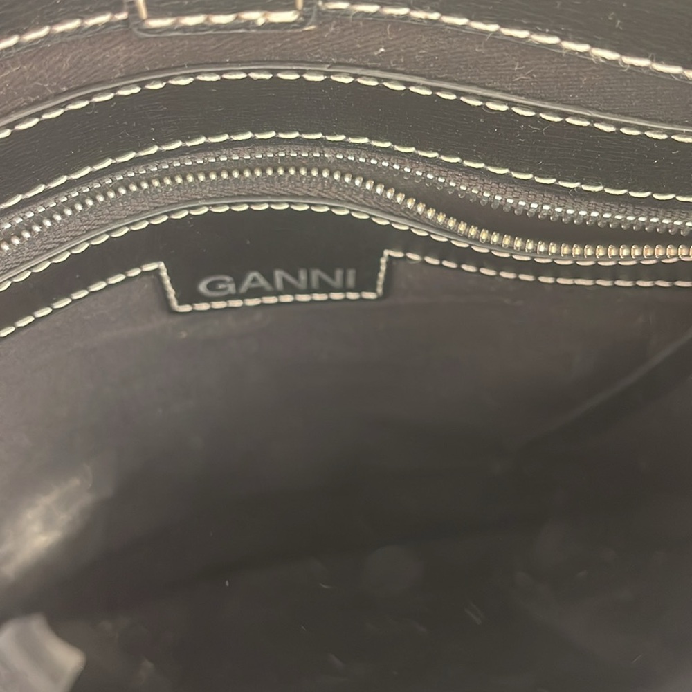 Ganni Black Leather Tote Bag - Picture 5 of 6